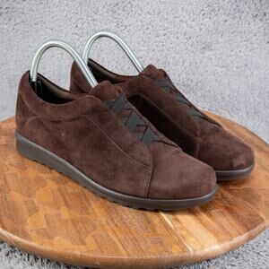 Vaneli Sport Brown Suede Light Weight Slip on Sneaker Elasticated Laces Size 9 N